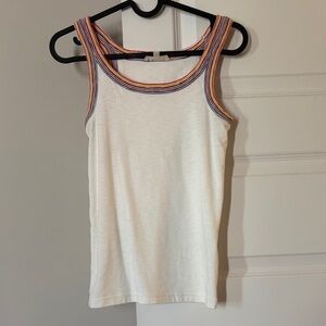 Madewell White Tank Top with Colorful Stripes